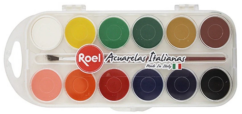 Pintura Acuarela Estuche Efecto Mate c/12 Colores Roel® ETC000704 [Estuche]