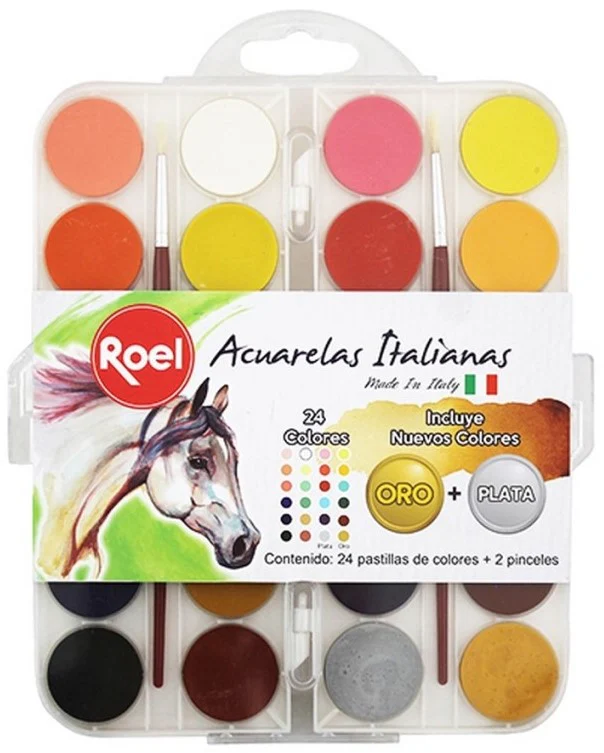 Pintura Acuarela Estuche Efecto Mate c/24 Colores Roel® ETC000703 [Estuche]