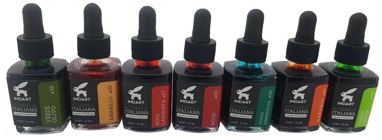 Pintura Acuarela Liquida Italiana Vidrio 30ml INDART® [Frasco] - Image 3