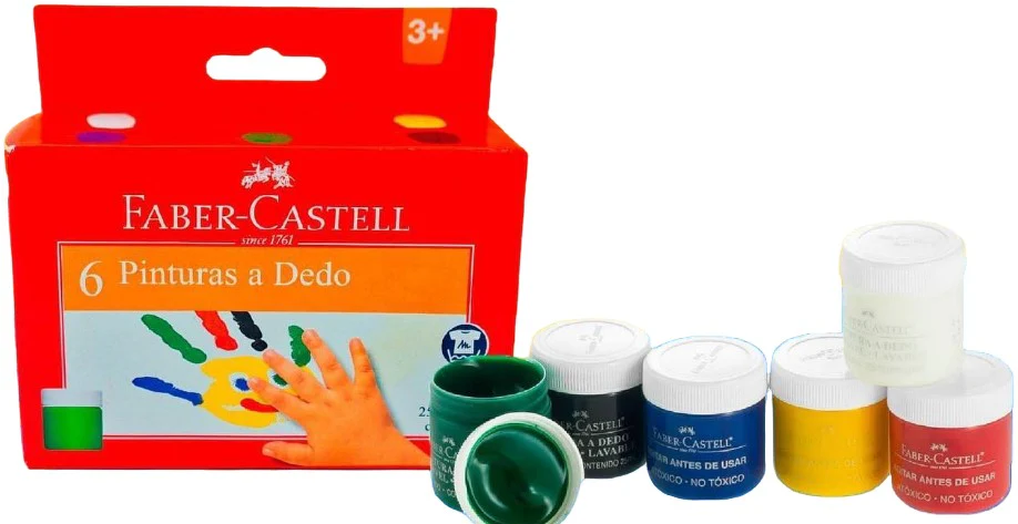 Pintura Digital Lavable p/Dedo 25ml Colores (6) Est.c/6 Faber-Castell® [Pieza]