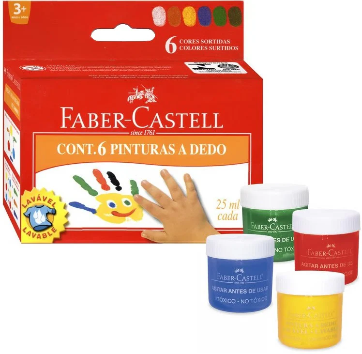 Pintura Digital Lavable p/Dedo 25ml Colores (6) Est.c/6 Faber-Castell® [Pieza] - Image 2