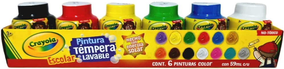 Pintura Témpera Crayola Lavable 59ml Colores (6) Est.c/6 Crayola® 542006 [Estuche] - Image 3