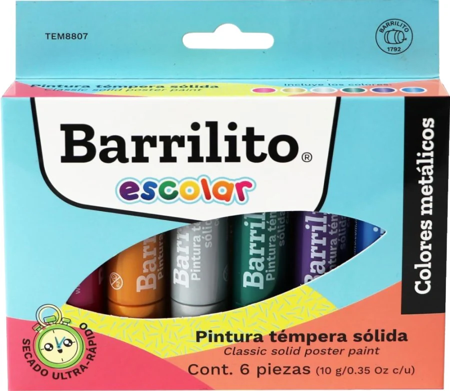 Pintura Témpera Solida  c/6 En Barra Barrilito® [Caja]