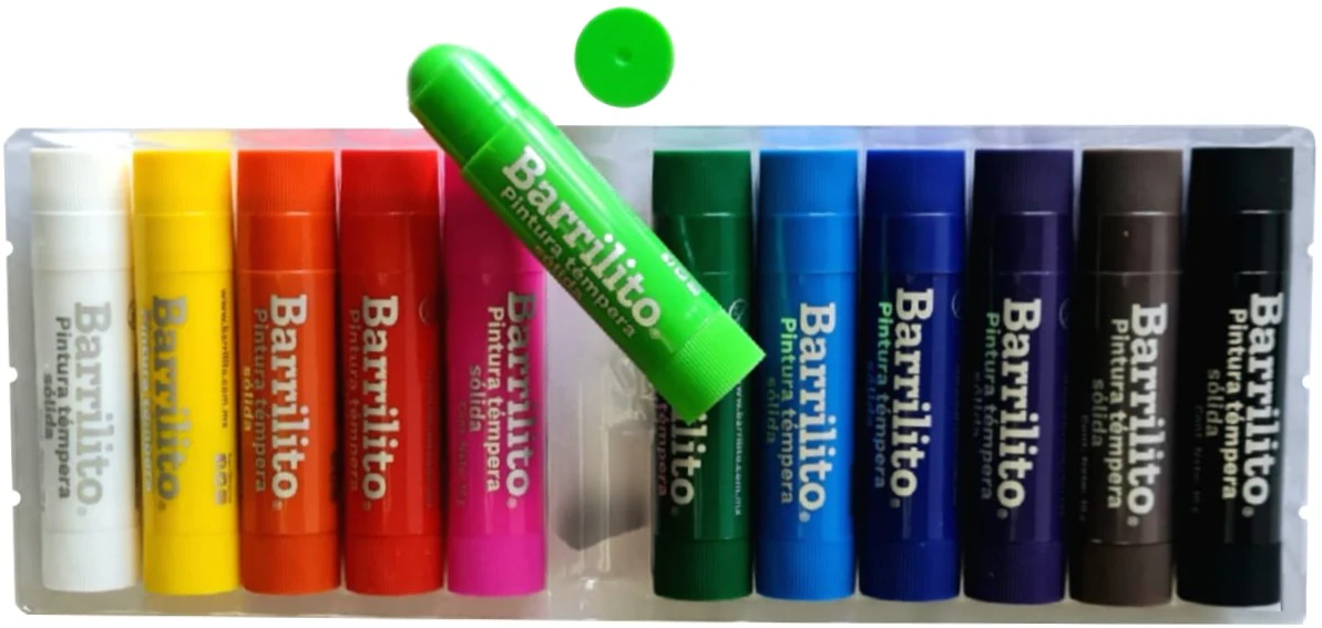 Pintura Témpera Solida En Barra Solida c/12 Colores Barrilito® TEM0590 [Paquete]