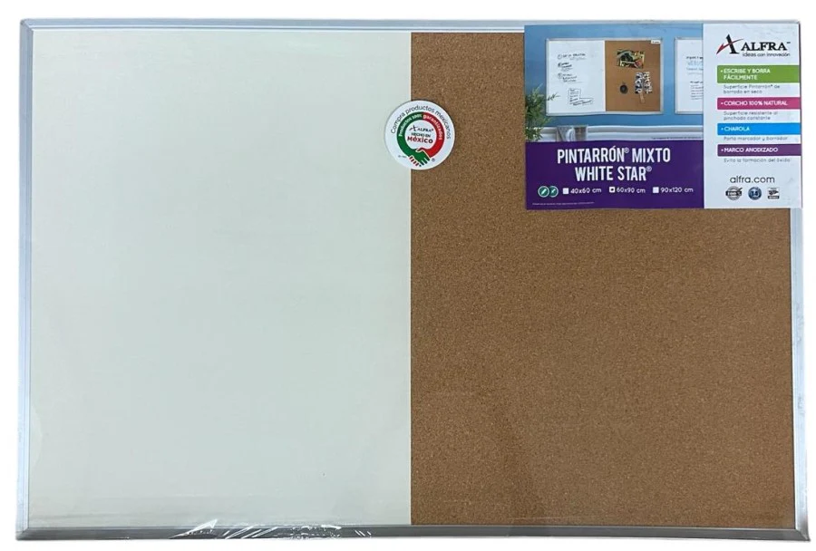 Pizarrón Mixto White Star Blanco-Corcho 60×90cm Alfra® 73 [Pieza]