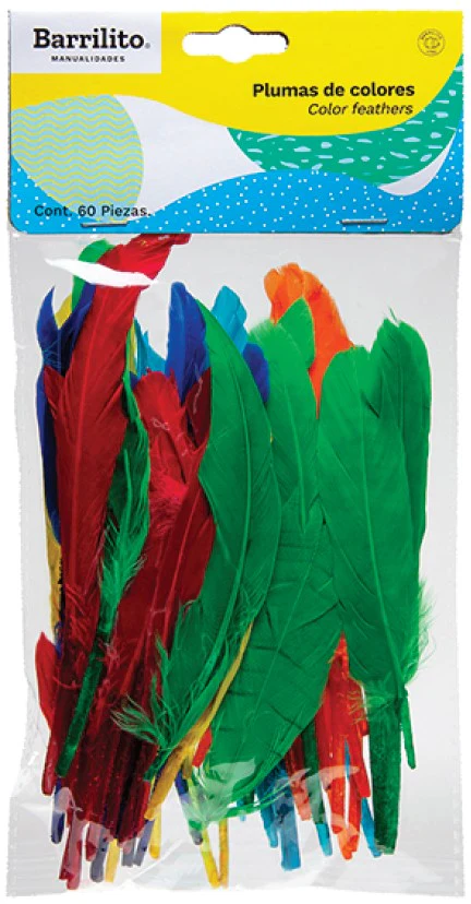 Pluma de Ave c/60 Colores Chica Barrilito® F009 [Pieza]