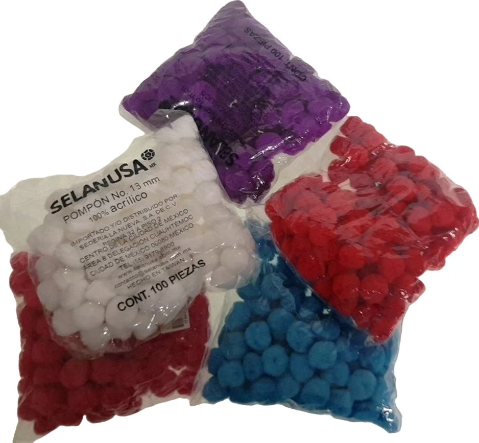 Pom Pom c/100 Ø13mm Colores #13 Mercería® [Bolsa]