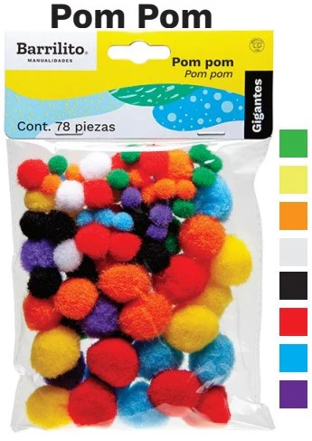Pom Pom Colores Mediano Barrilito® PM002 [Bolsa]