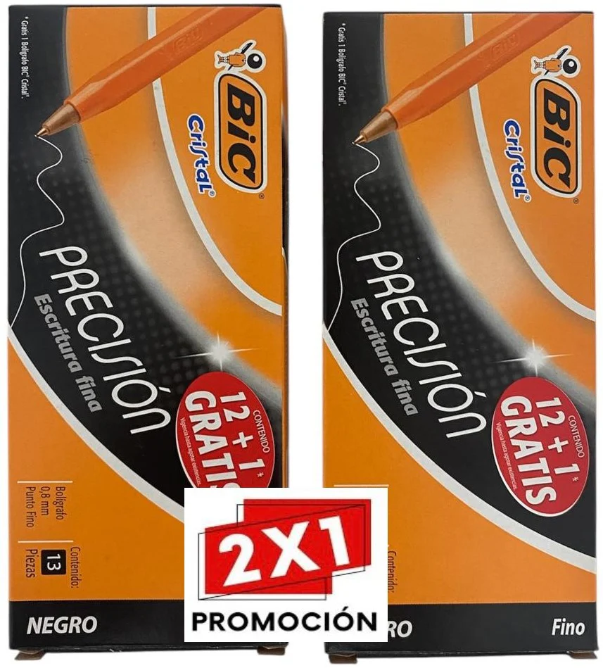 Promo2×1 Bolígrafo c/Tapa Precisión Caja/12 Negro Fino Bic® [Caja]