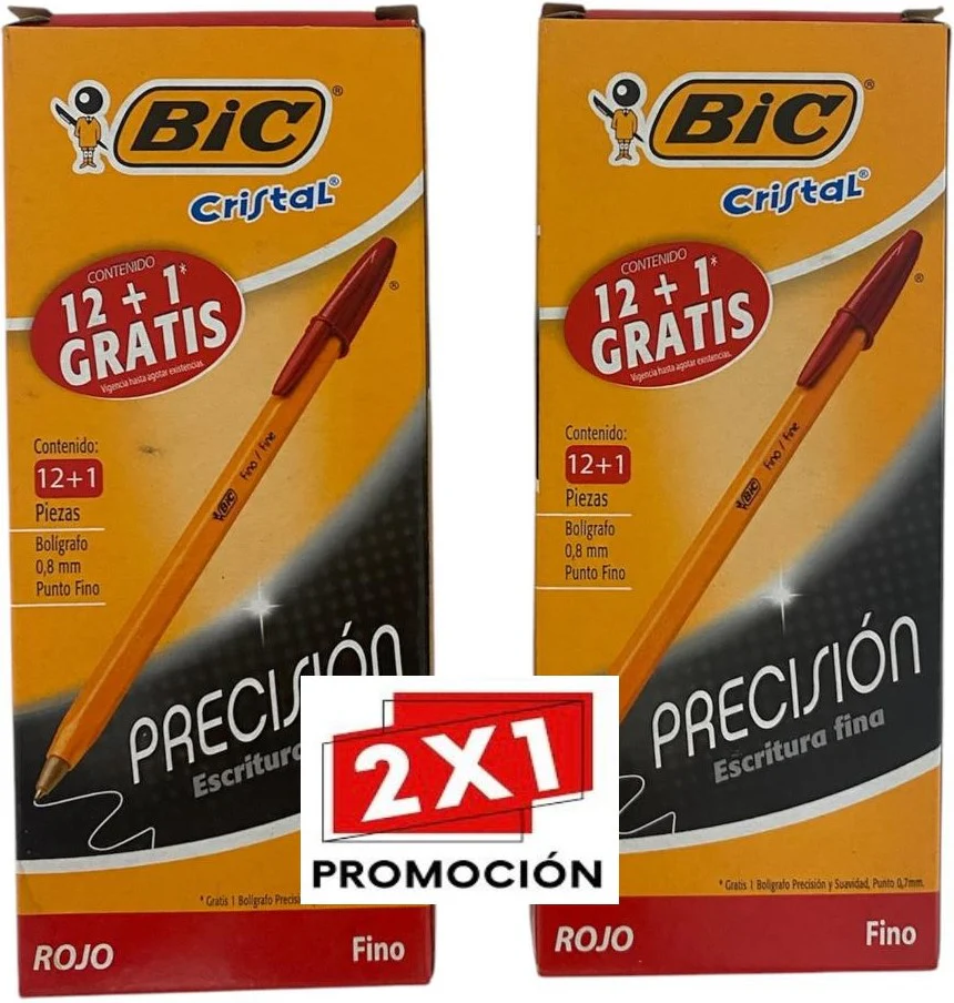Promo2×1 Bolígrafo c/Tapa Precisión Caja/12 Rojo Medio Bic® [Caja]