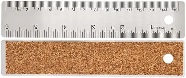 Regla Acero Inoxidable Base c/Corcho cm y pulgas 15cm Rihan® TY-615 [Pieza]