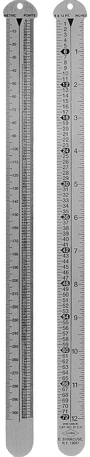 Regla Tipómetro 6,12 Pts,cm," 30cm AceroInoxidable Gaebel® 612H-12 [Pieza]