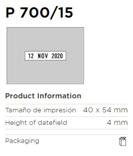 Sello Fechador c/Placa 40×54mm Colop® P700/15 [Pieza] - Image 2