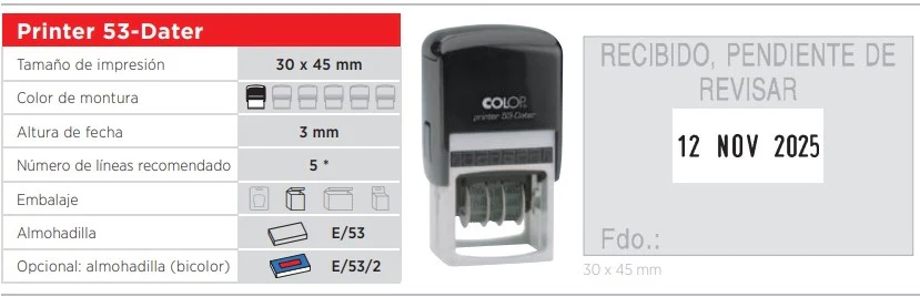 Sello Fechador Tinta Auto 30×45mm Colop® PRIN53DA [Pieza] - Image 2