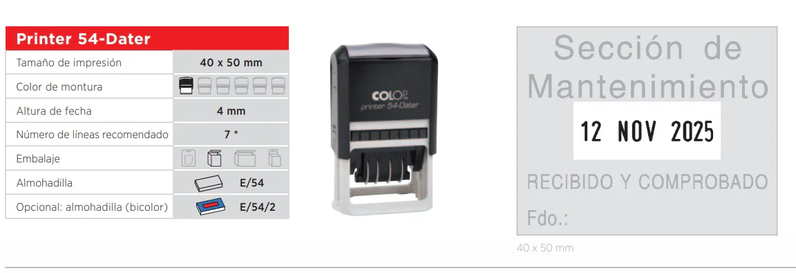 Sello Fechador Tinta Auto 40×50mm Colop® PRIN54DA [Pieza] - Image 2