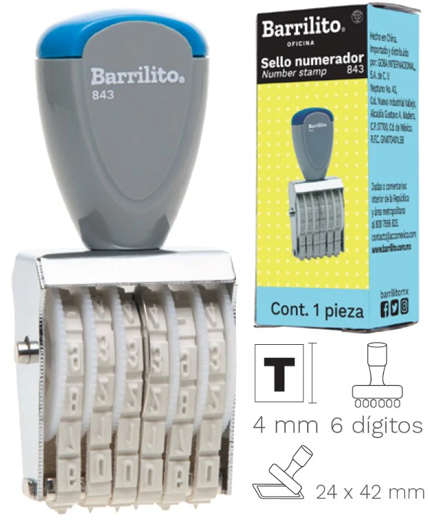Sello Numerador 6 Bandas 4mm s/Placa Barrilito® 843 [Pieza] - Image 2