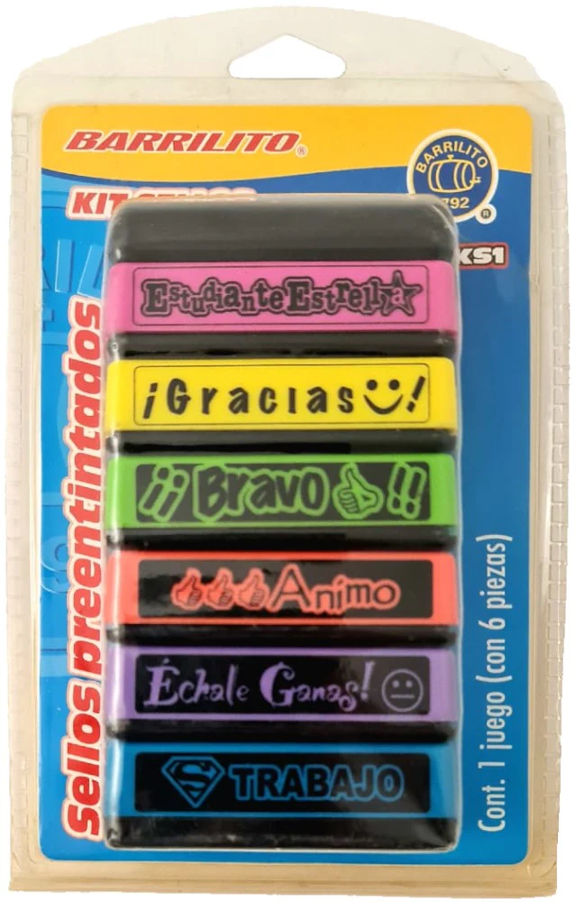 Sellos Preentintados Kit p/Maestros c/6 Barrilito® KS1 [Conjunto]