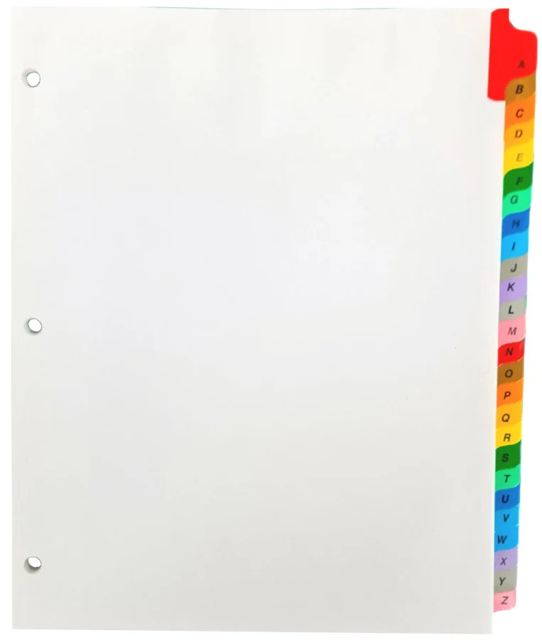 Separador Hojas p/Carpeta Blanco colorTap  Carta Proesa® [Bolsa de plástico]