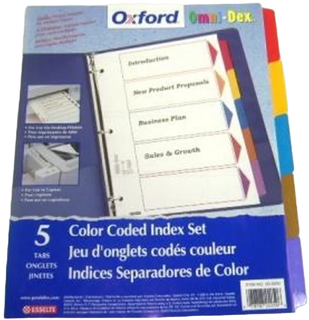 Separador Hojas p/Carpeta Coloríndex c/Indice 1-5 c/5 Blanco colorTap Carta Irasa® 6200 [Bolsa de plástico]