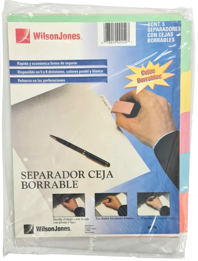 Separador Hojas p/Carpeta Multiborrable c/5 Blanco Carta ACCO® P0154 [Bolsa de plástico]