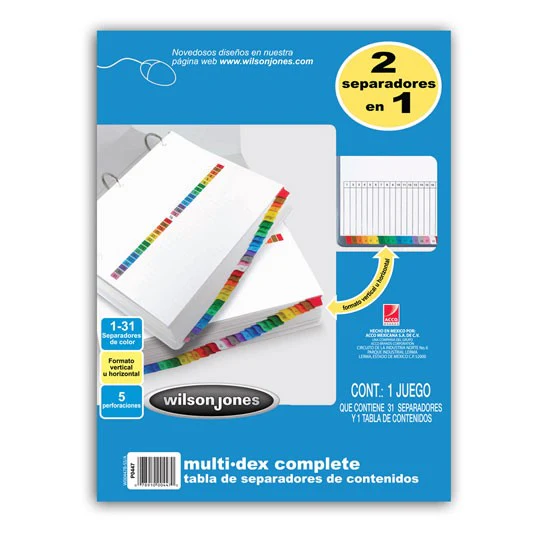 Separador Hojas p/Carpeta Multidex c/Índice 1-31 c/31 Blanco colorTap Carta ACCO® P0447 [Bolsa de plástico]