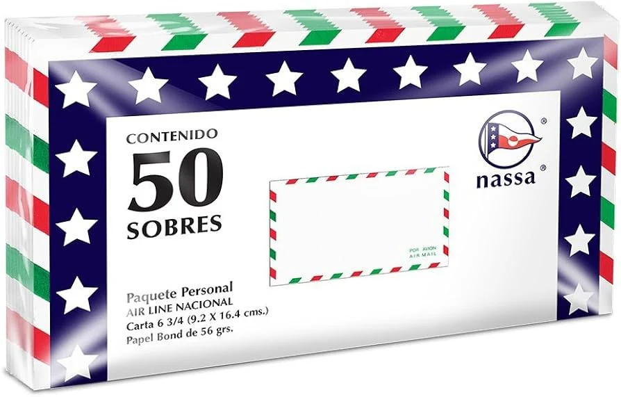 Sobre Aéreo Air-Line Nacional P.c/50 56g Blanco Bond Carta 6¾ Nassa® HA0120 [Paquete]