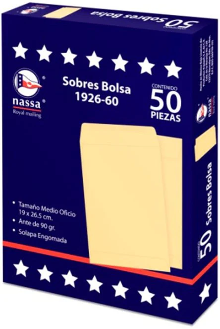 Sobre Bolsa 1926-60 paquete c/50 60kg Ante 19×26.5cm Nassa® IA0293