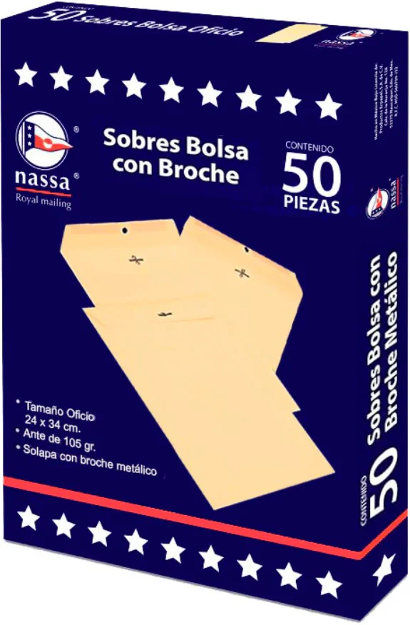 Sobre Bolsa c/Broche Oficio caja c/50 80kg Ante 24×34cm Nassa® IA0342