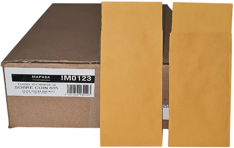 Sobre Bolsa Coin 605 pegue bilateral 60kg Golden Kraft 8.8×16.4cm Mapasa® IM0123 [Sobre]