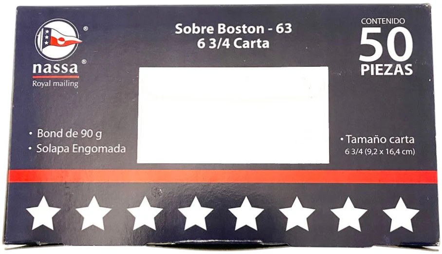 Sobre Boston caja c/50 63kg Blanco Bond Carta 6¾ Nassa® HA0206 - Image 2