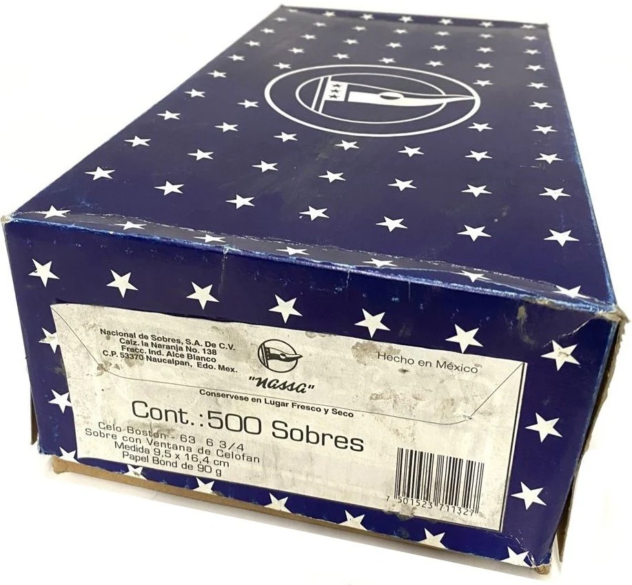 Sobre c/Ventana Outlet Celo-Boston caja c/500 63kg Blanco Bond Carta 6¾ Nassa® HA0081 - Image 2