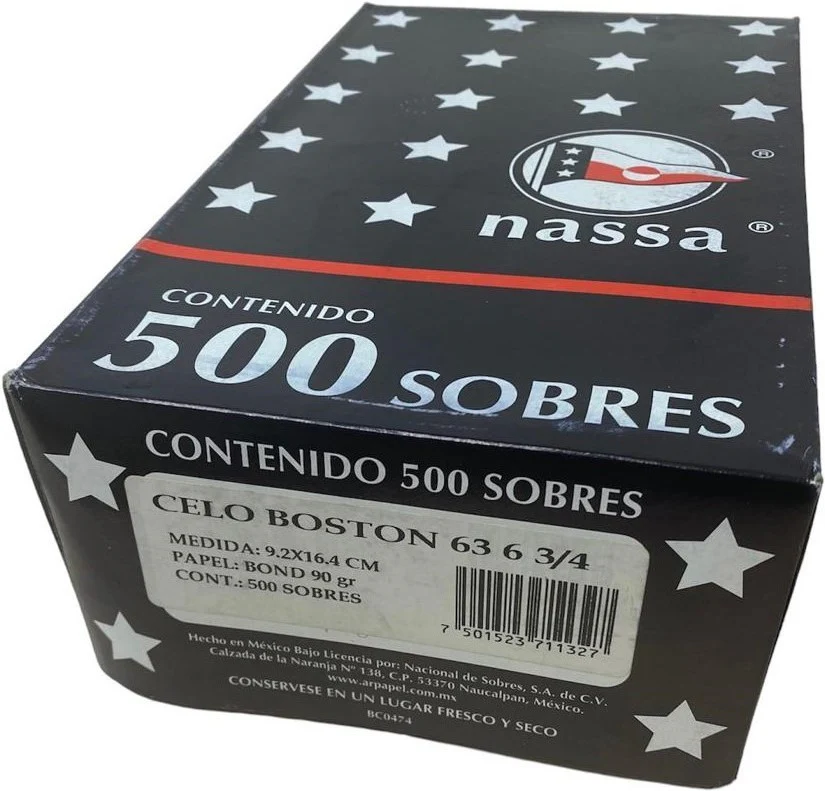 Sobre c/Ventana Outlet Celo-Boston caja c/500 63kg Blanco Bond Carta 6¾ Nassa® HA0081 - Image 3