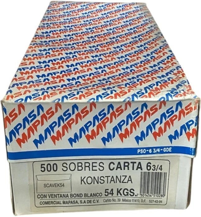 Sobre c/Ventana Plus Ultra C. 54kg Blanco Bond Carta 6¾ Mapasa® SCAVEK54 [Sobre] - Image 2