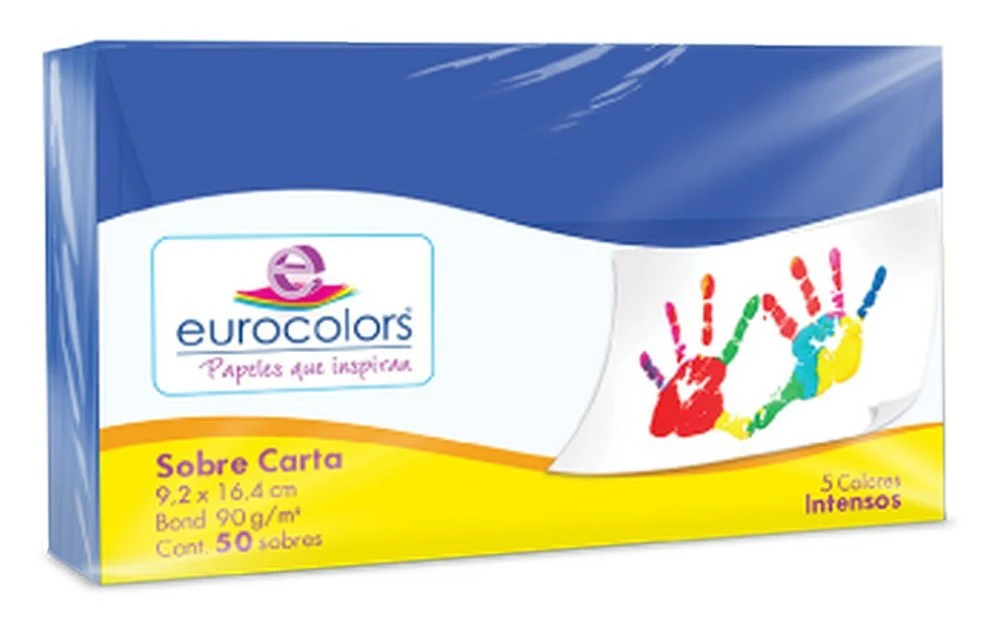 Sobre Eurocolors  C  9.2×16.4cm Carta pack c/50 eurocolors [Caja]