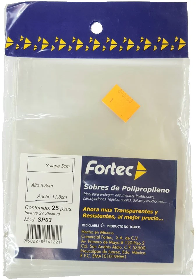 Sobre Polipropileno  c/25 Fortec® [Bolsa]