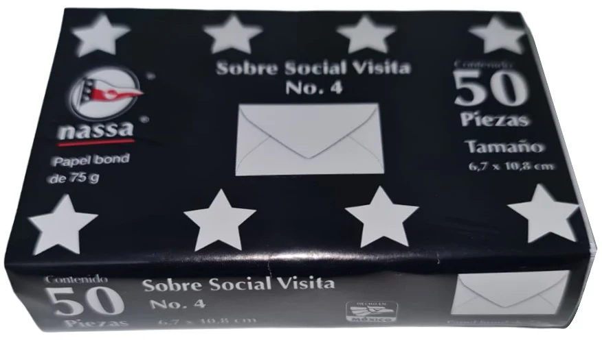 Sobre tarjeta de Visita #4 c/50 Blanco Bond 6.7×10.8cm Nassa® HA0060 [Paquete] - Image 4