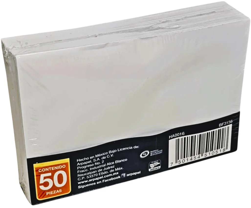 Sobre tarjeta de Visita #405 paquete c/50 Blanco 7.7×11.4cm Mapasa® HA0016 - Image 2