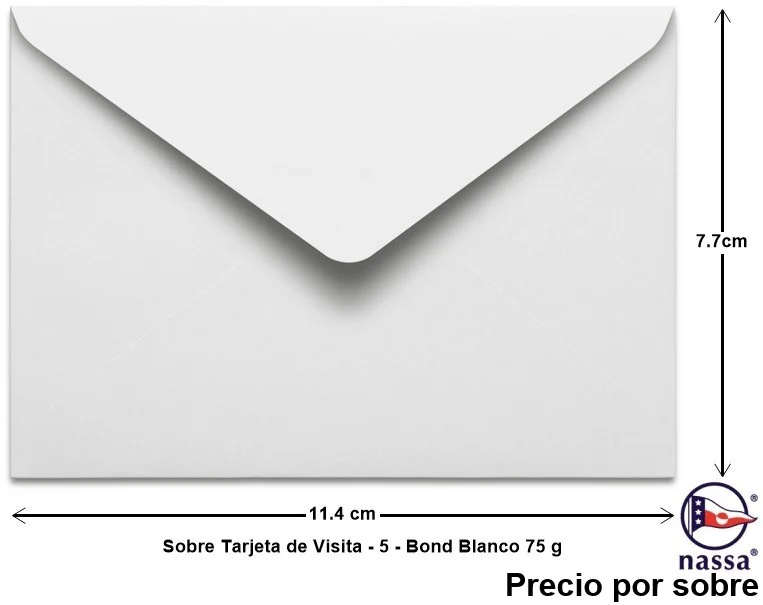 Sobre tarjeta de Visita #5 c/50 Blanco Bond 7.7×11.4cm Nassa® HA0061 [Paquete]