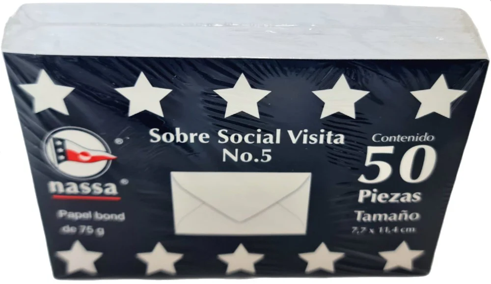 Sobre tarjeta de Visita #5 c/50 Blanco Bond 7.7×11.4cm Nassa® HA0061 [Paquete] - Image 2