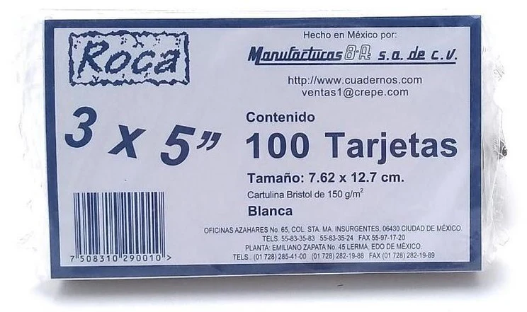 Tarjeta Índice Blanca Rayada  c/100 8-A® [Paquete] - Image 3
