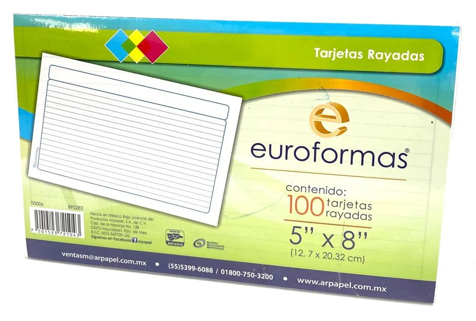 Tarjeta Índice Blanca Rayada  c/100 euroformas® [Paquete] - Image 5