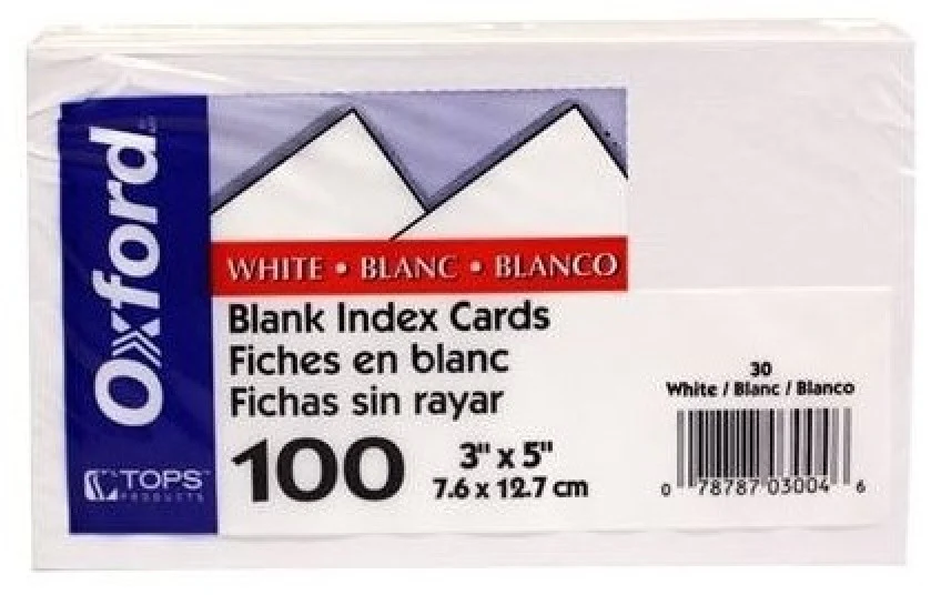Tarjeta Índice Blanca Rayada  c/100 Oxford® [Paquete]