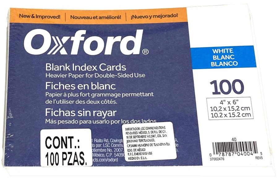 Tarjeta Índice Blanca Rayada  c/100 Oxford® [Paquete] - Image 3