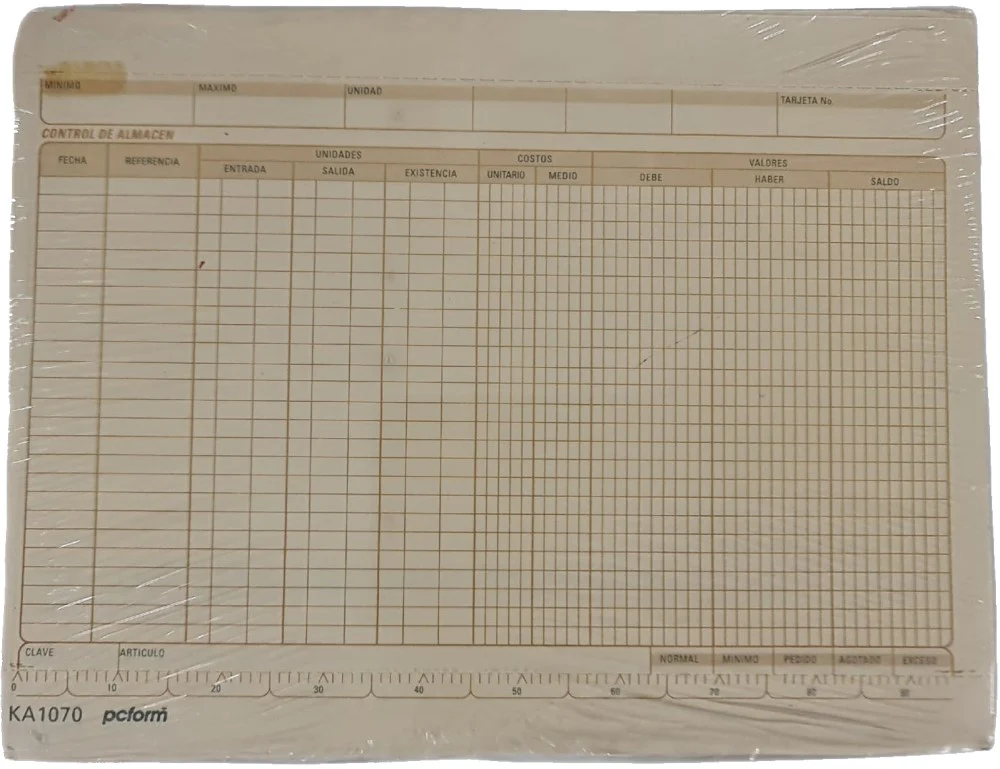 Tarjeta Índice Control Almacén Kardex c/100 20.5×16.5 pcform® 1070 [Pieza]