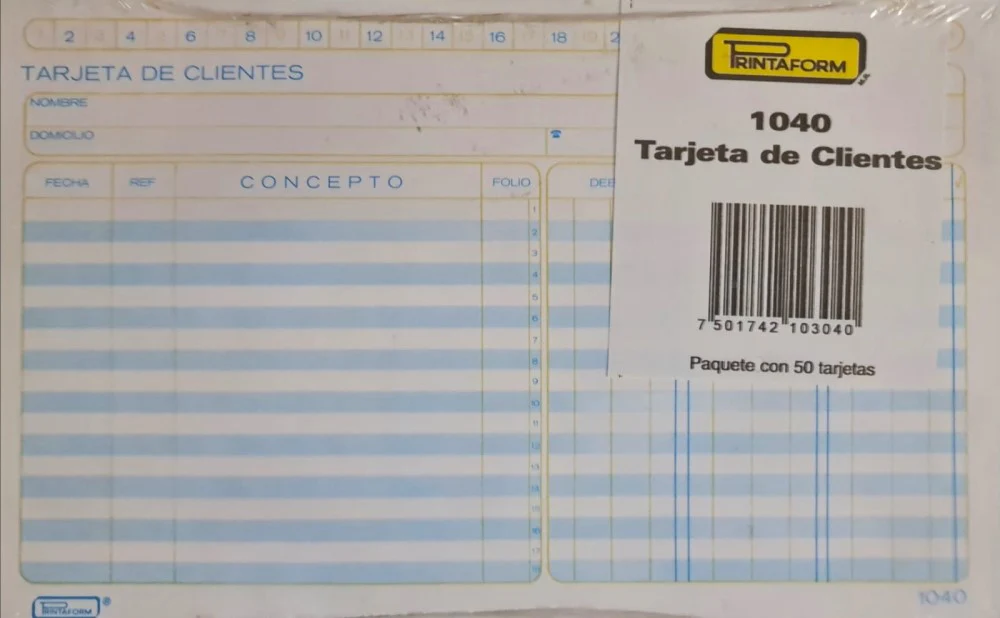 Tarjeta Índice de Clientes c/50 20.5×16.5 Printaform® 1040 [Pieza]