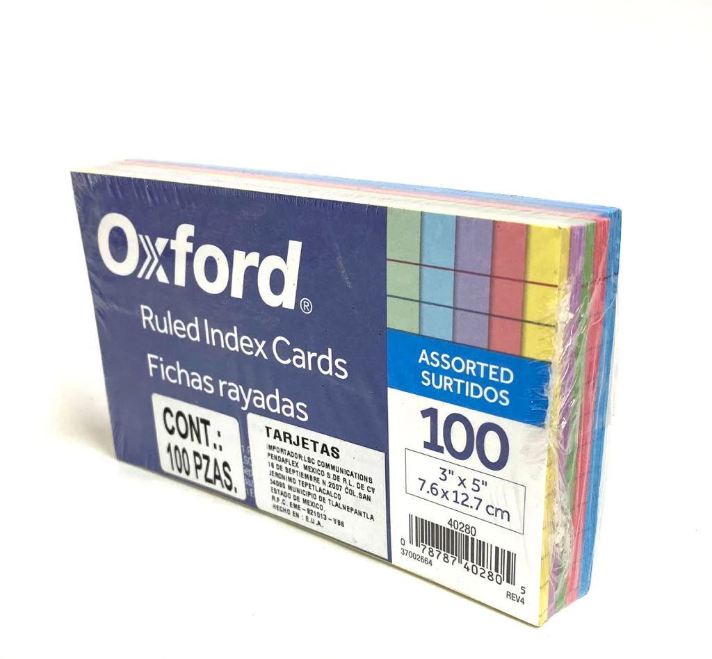 Tarjeta Índice Rayada  c/100  Arcoíris Oxford® [Paquete]