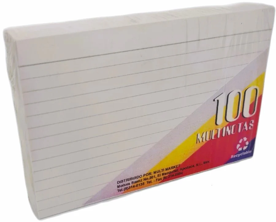 Tarjeta Índice Rayada  c/100  Raya MultiNotas Reciclado Multi Market® [Paquete]