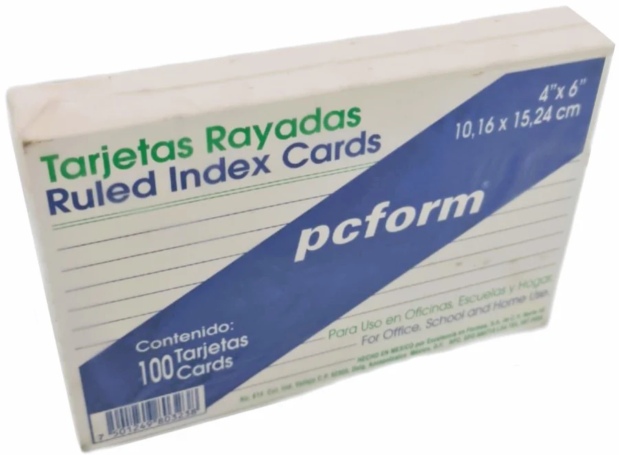 Tarjeta Índice Rayada pcform® c/100 Raya 4×6" Irasa® [Paquete]