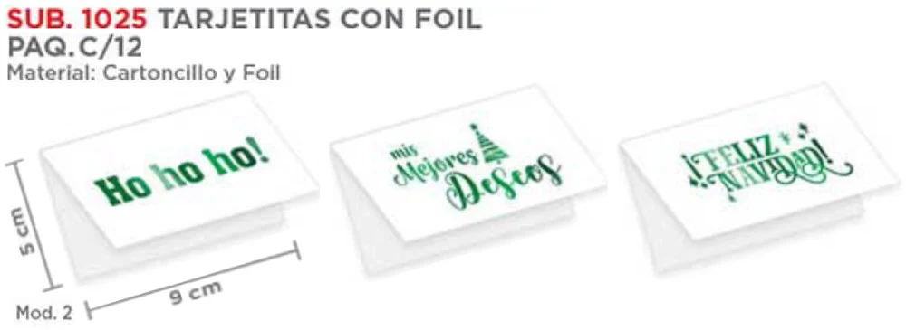 Tarjeta Navidad c/Foil  c/12  10×9cm plegable 3 lfrases surtid granmark® [Paquete] - Image 3