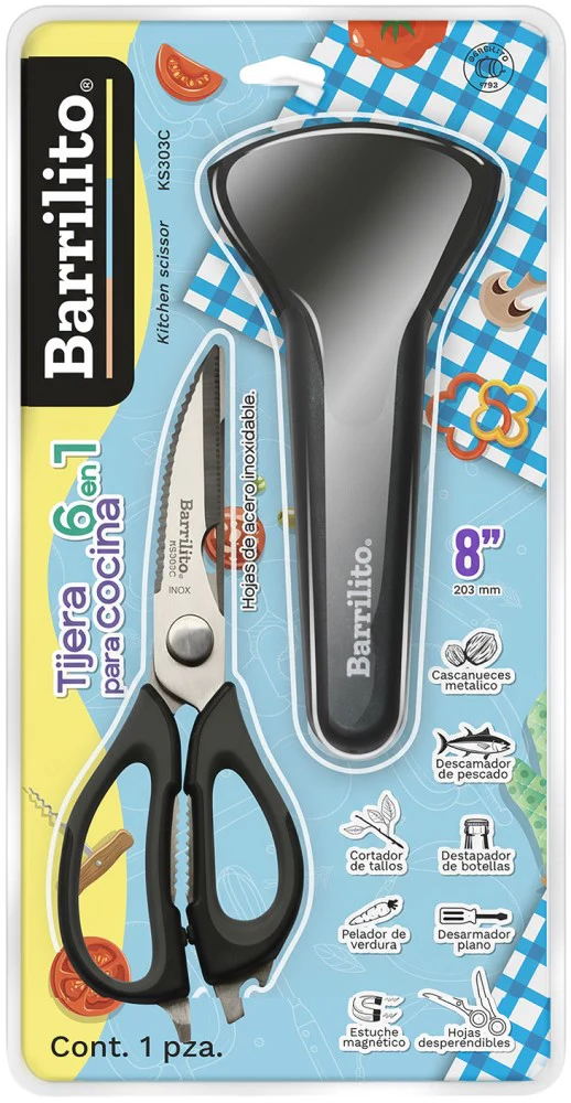 Tijera Cocina acero inoxidable c/funda 8" Barrilito® KS303C [Pieza] - Image 2